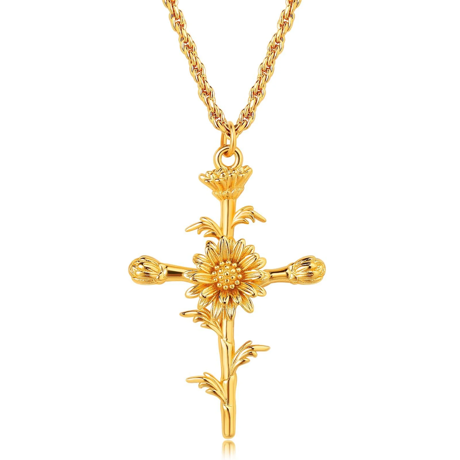 Floral Cross Pendant Necklace - Image 12