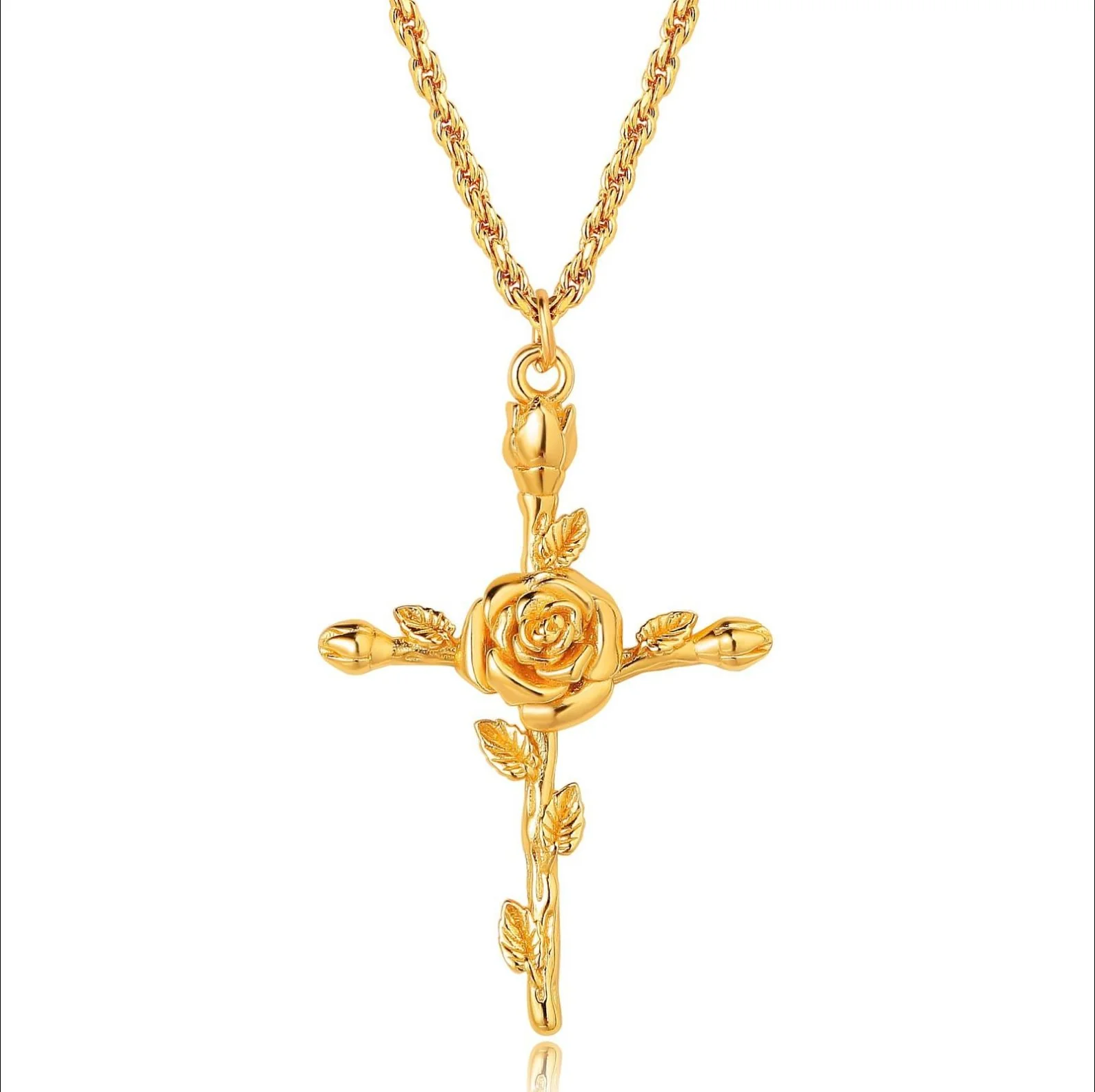 Floral Cross Pendant Necklace - Image 14