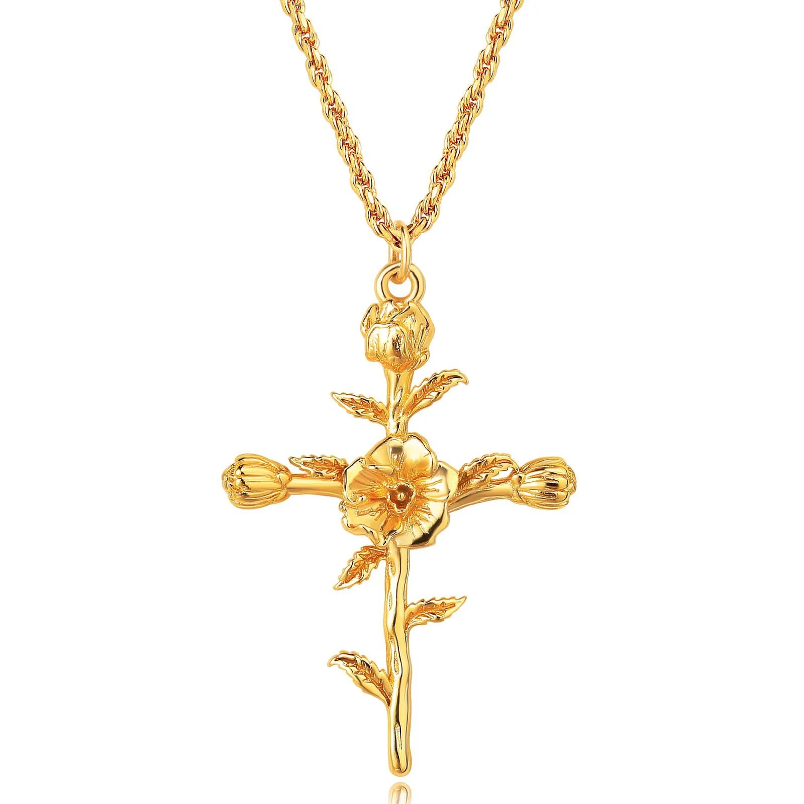 Floral Cross Pendant Necklace - Image 16