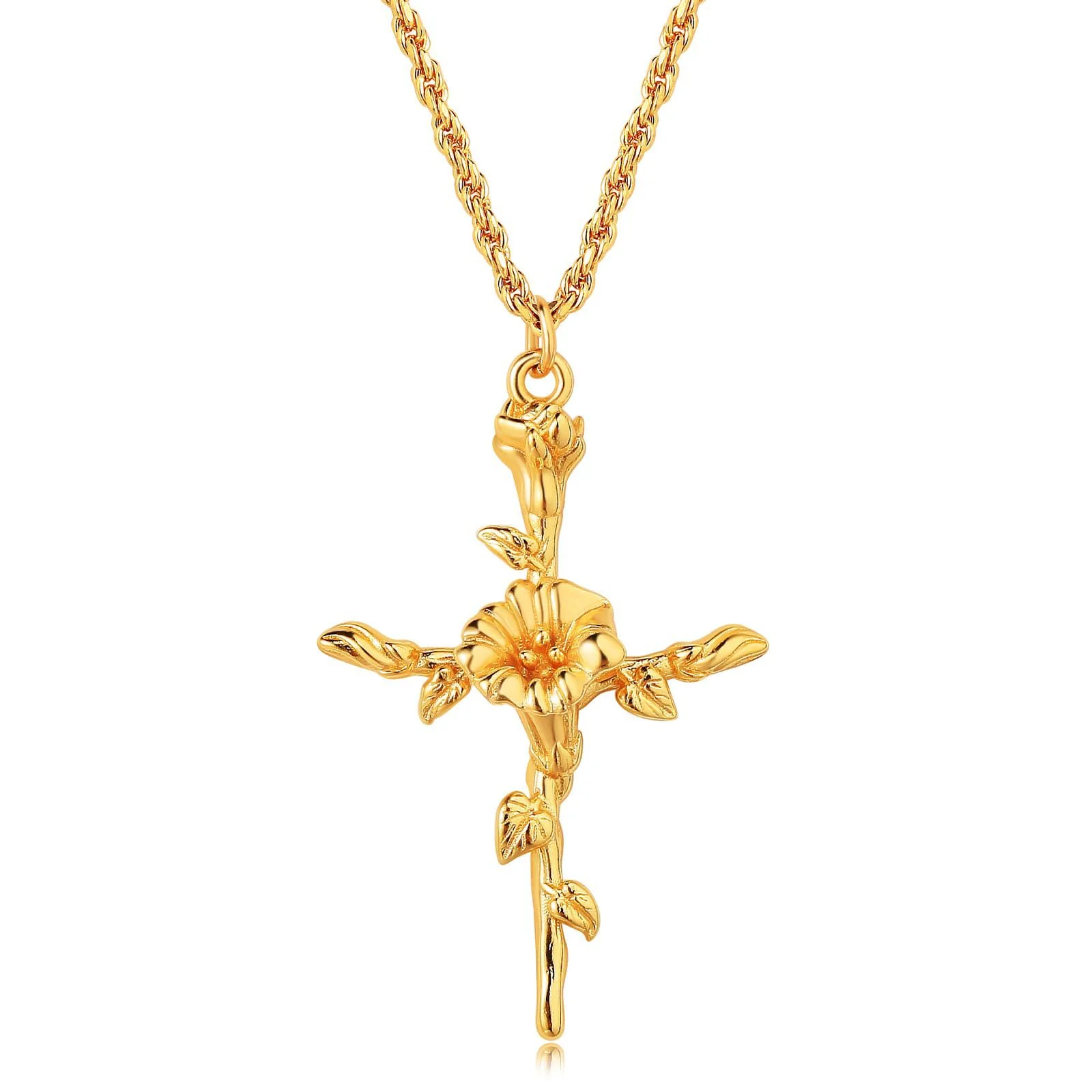 Floral Cross Pendant Necklace - Image 17