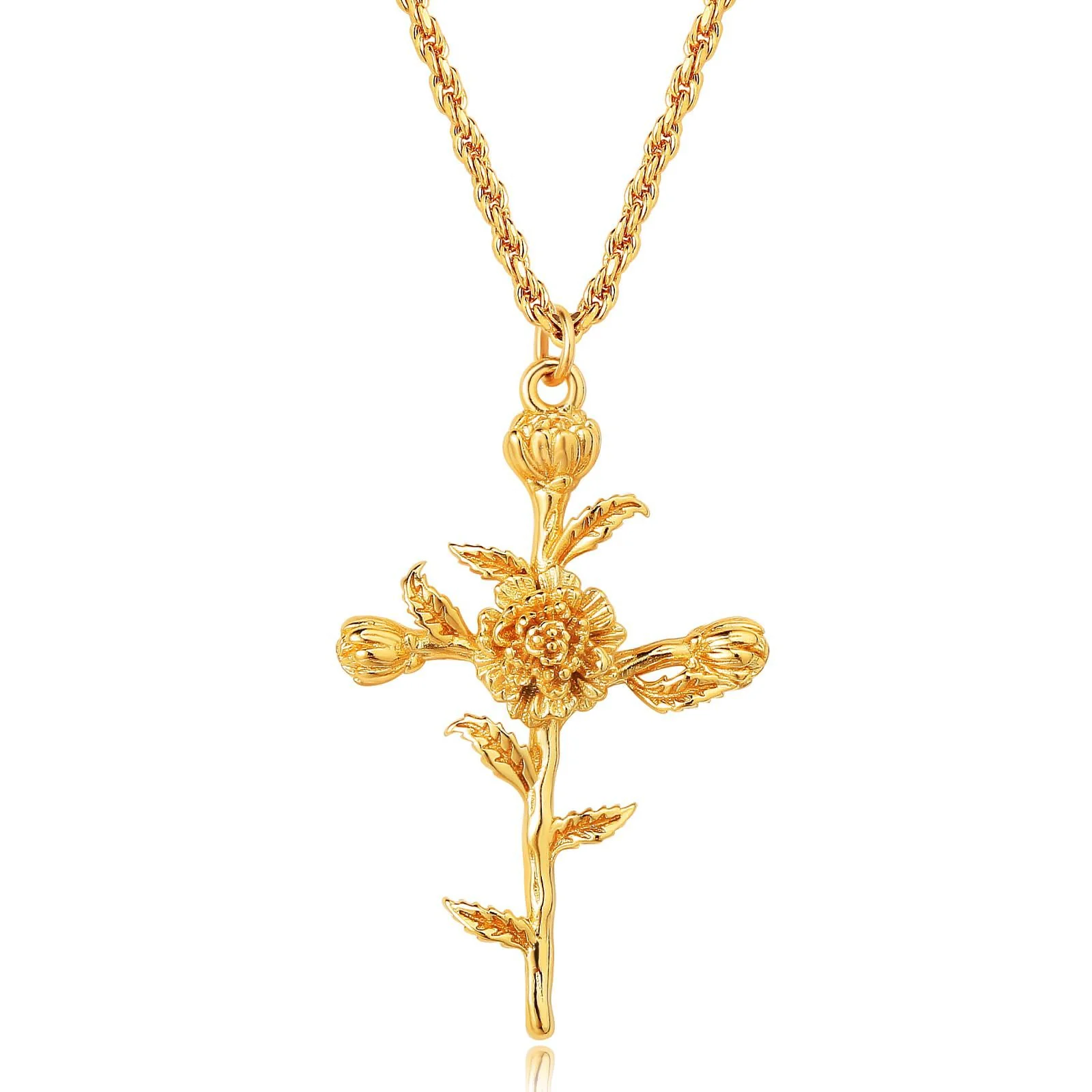 Floral Cross Pendant Necklace - Image 18