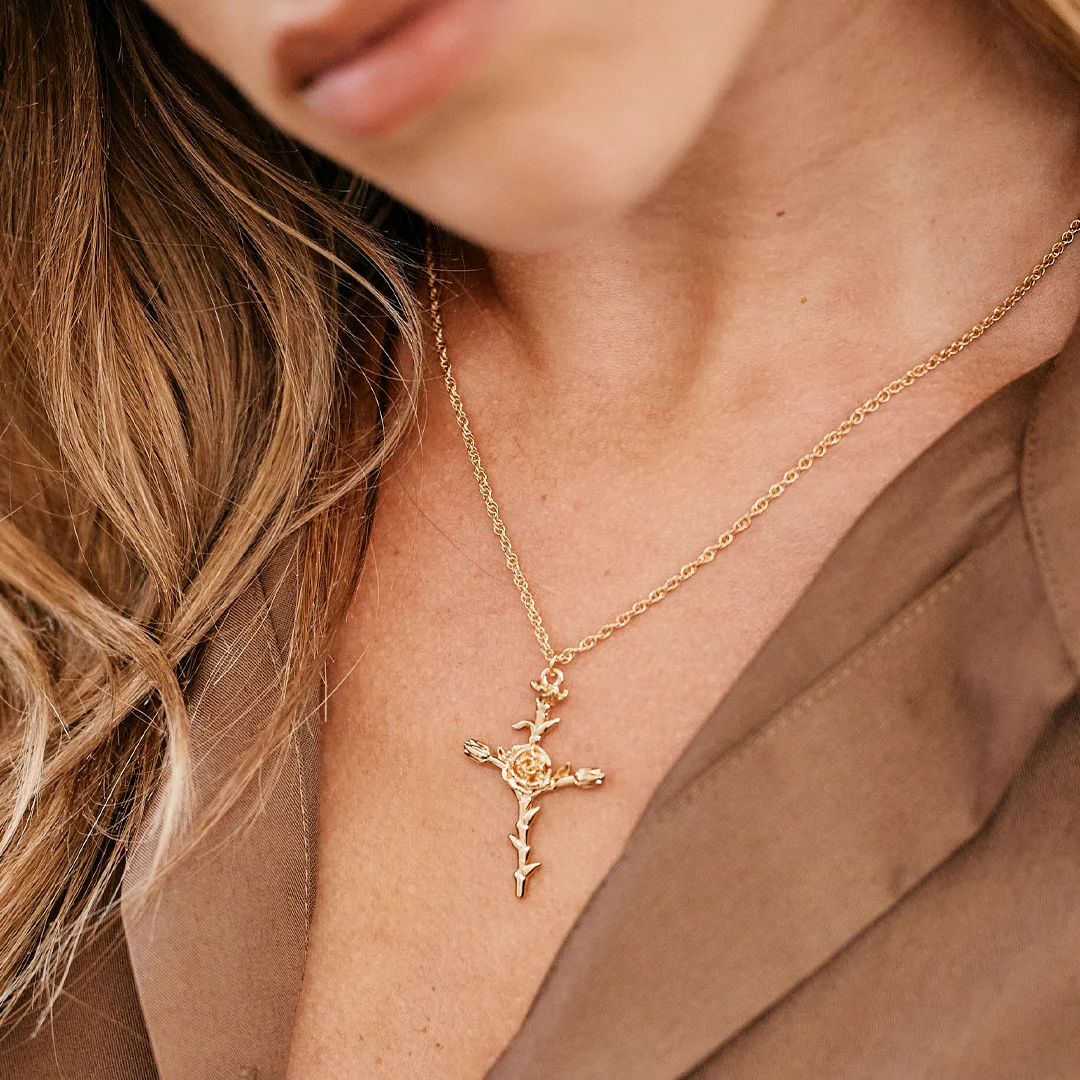 Floral Cross Pendant Necklace - Image 37