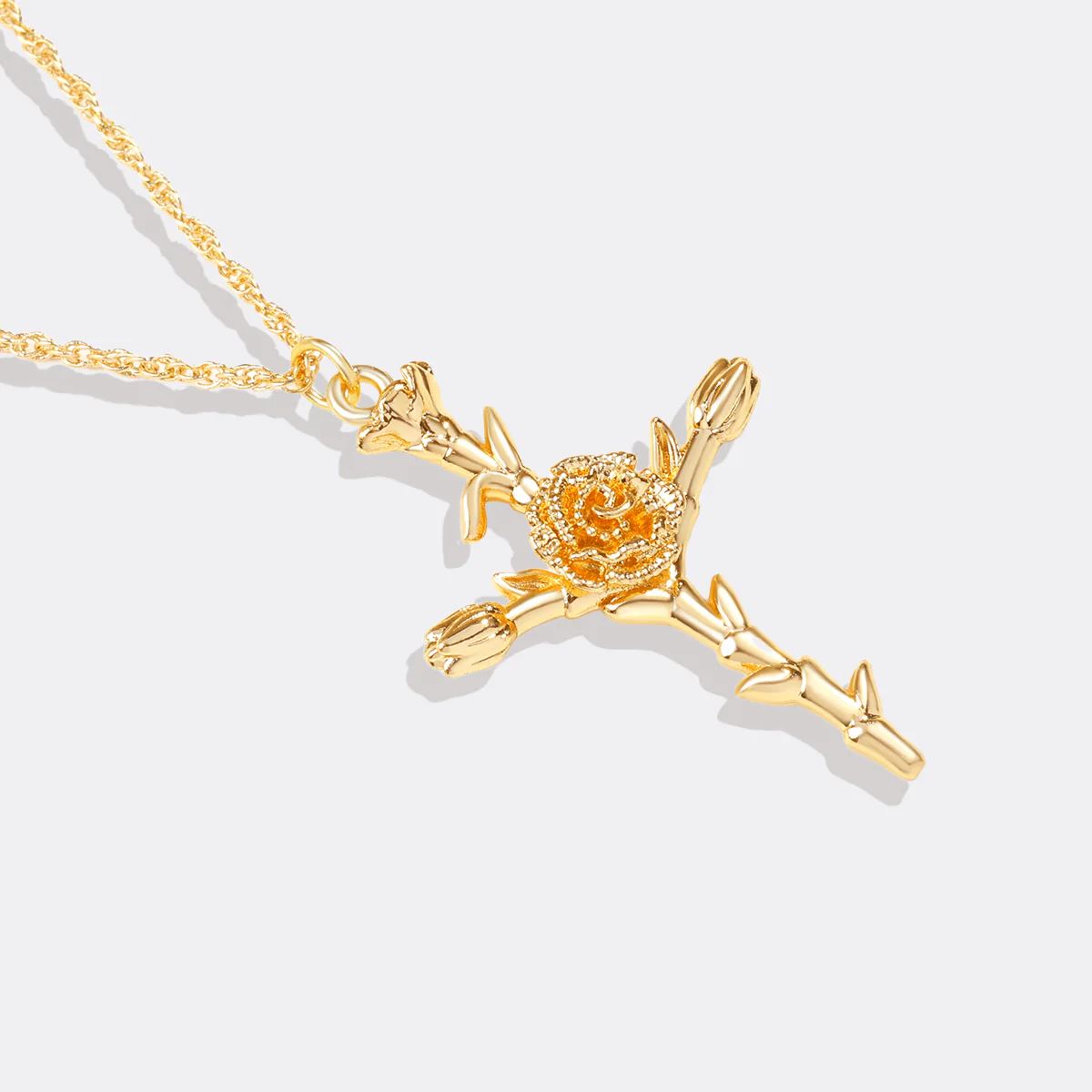 Floral Cross Pendant Necklace - Image 5