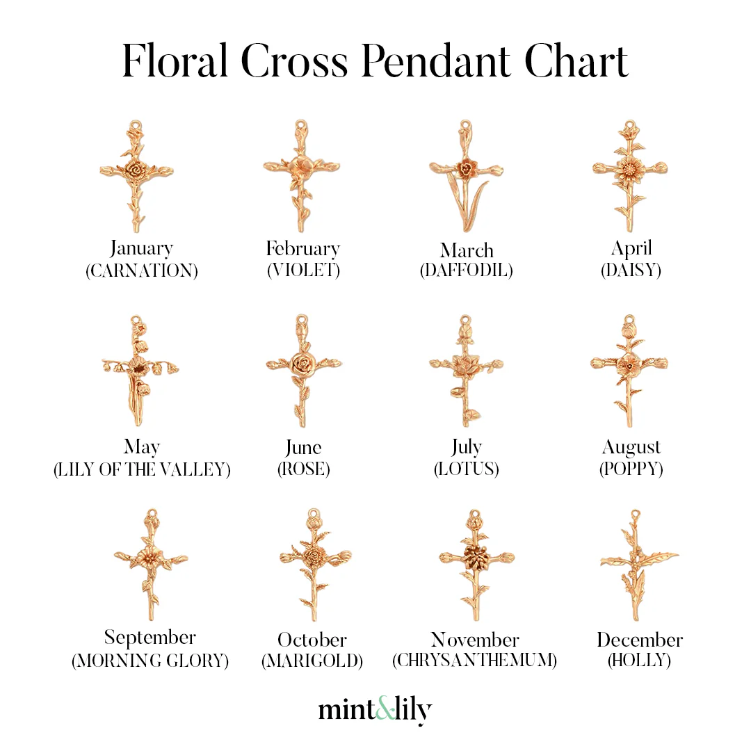 Floral Cross Pendant Necklace - Image 9