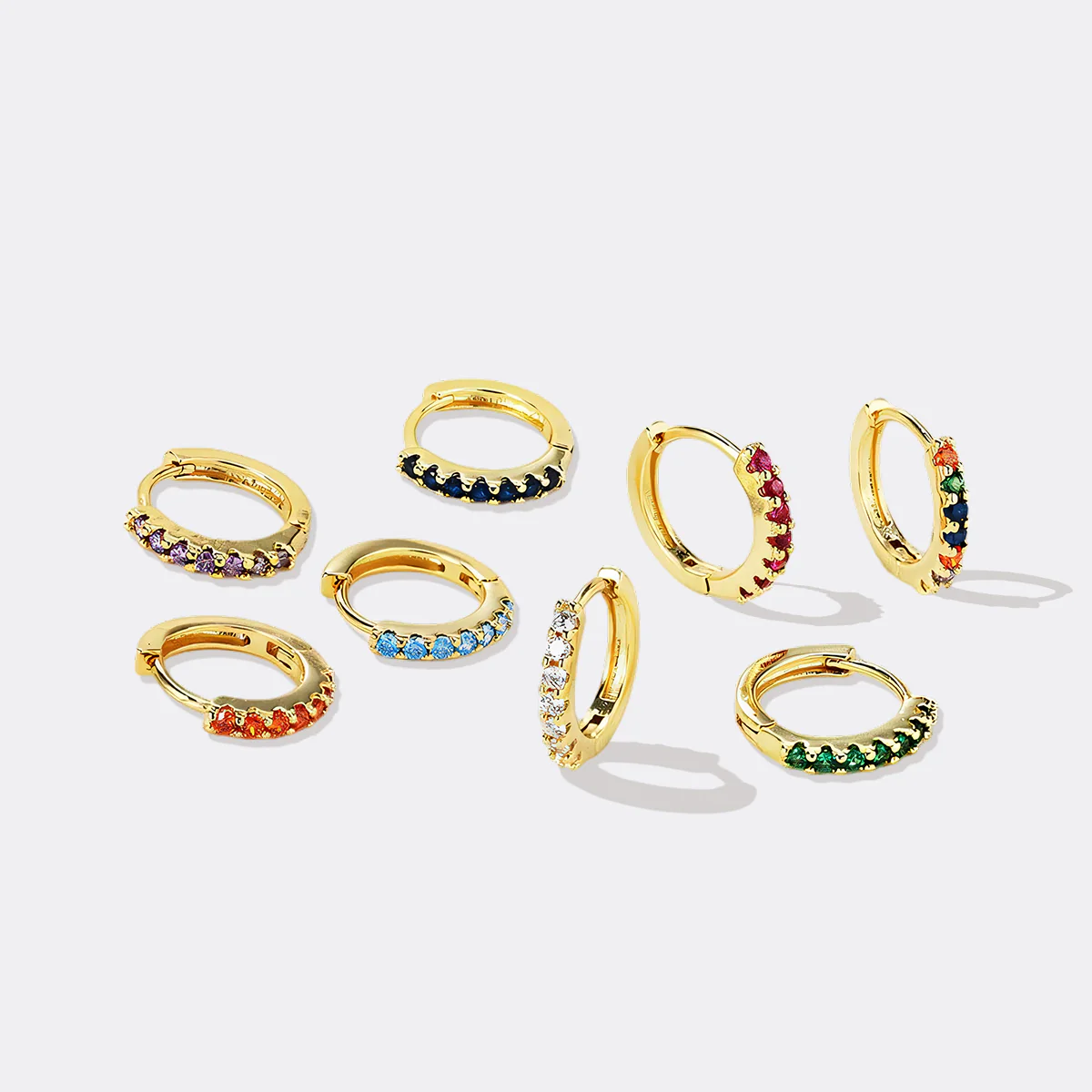 Gemstone Sleeper Huggie Hoop Earrings - Image 25