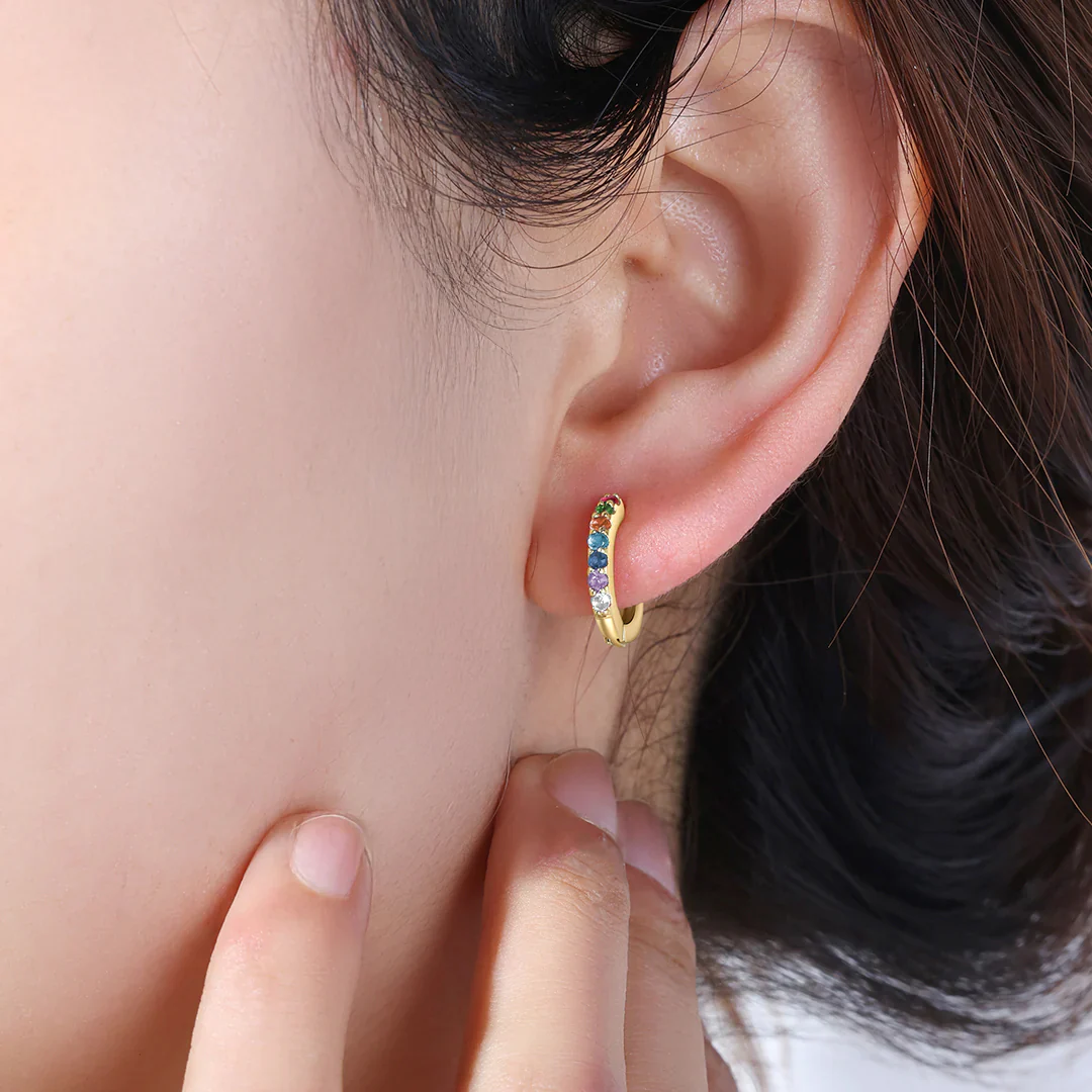 Gemstone Sleeper Huggie Hoop Earrings - Image 54