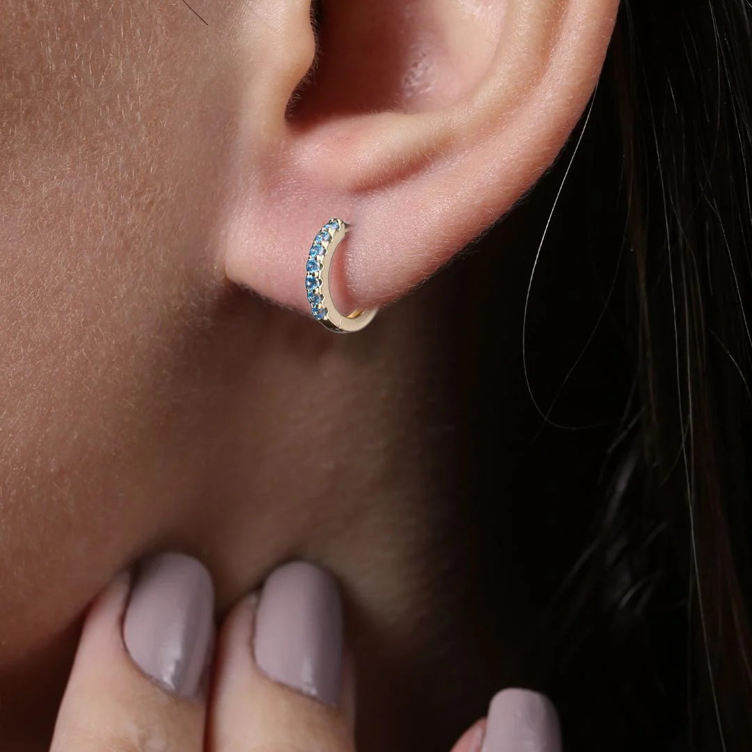 Gemstone Sleeper Huggie Hoop Earrings - Image 7