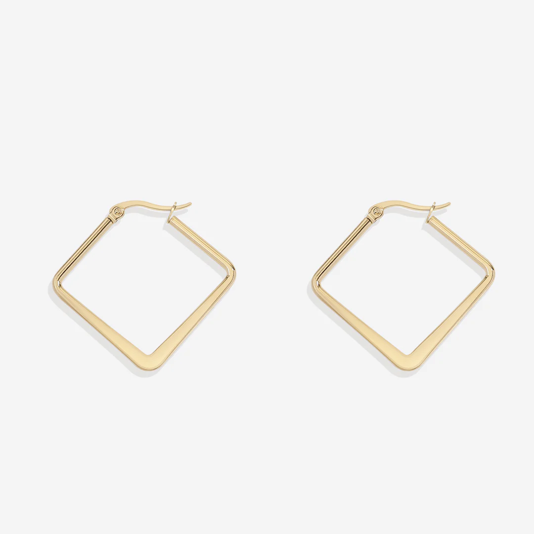 Geometric Girl Boss Hoop Earrings - Image 2
