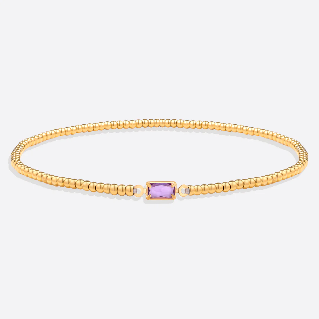 Gold Beaded Birthstone Bracelet - Image 41