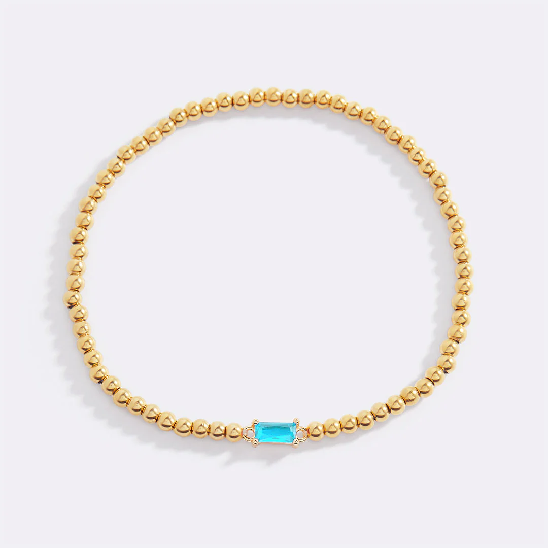 Gold Beaded Birthstone Bracelet - Image 64