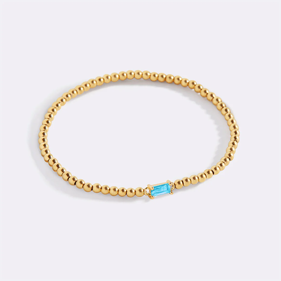 Gold Beaded Birthstone Bracelet - Image 79