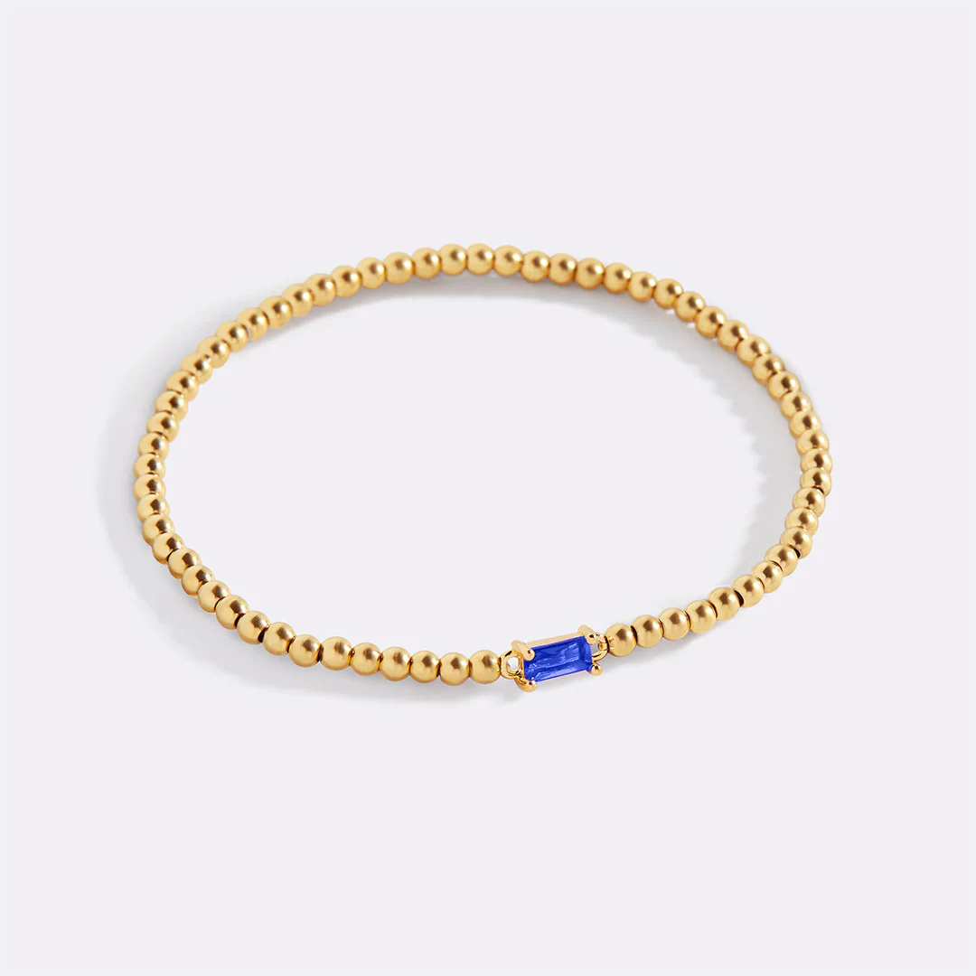 Gold Beaded Birthstone Bracelet - Image 92