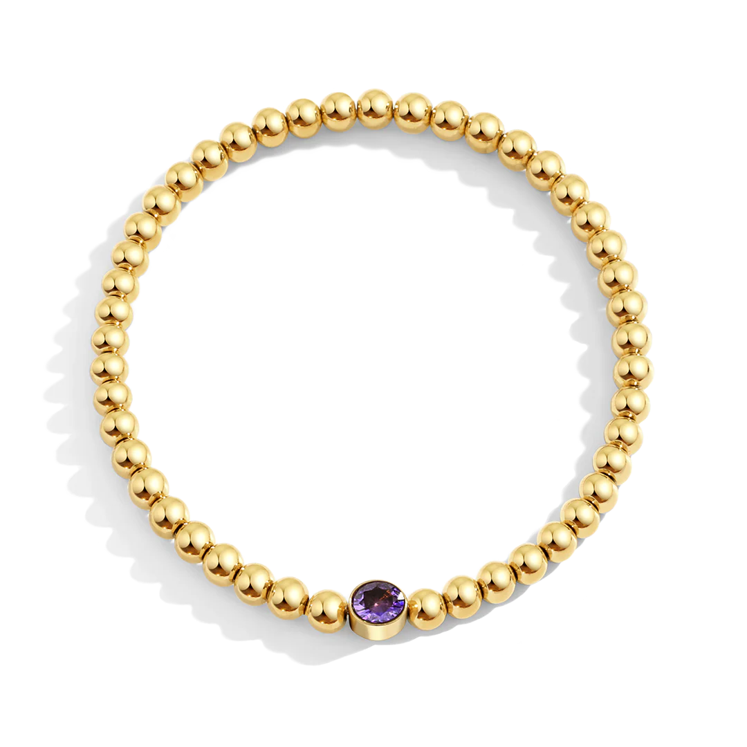 Gold Beaded Bubble Birthstone Bracelet - Image 14