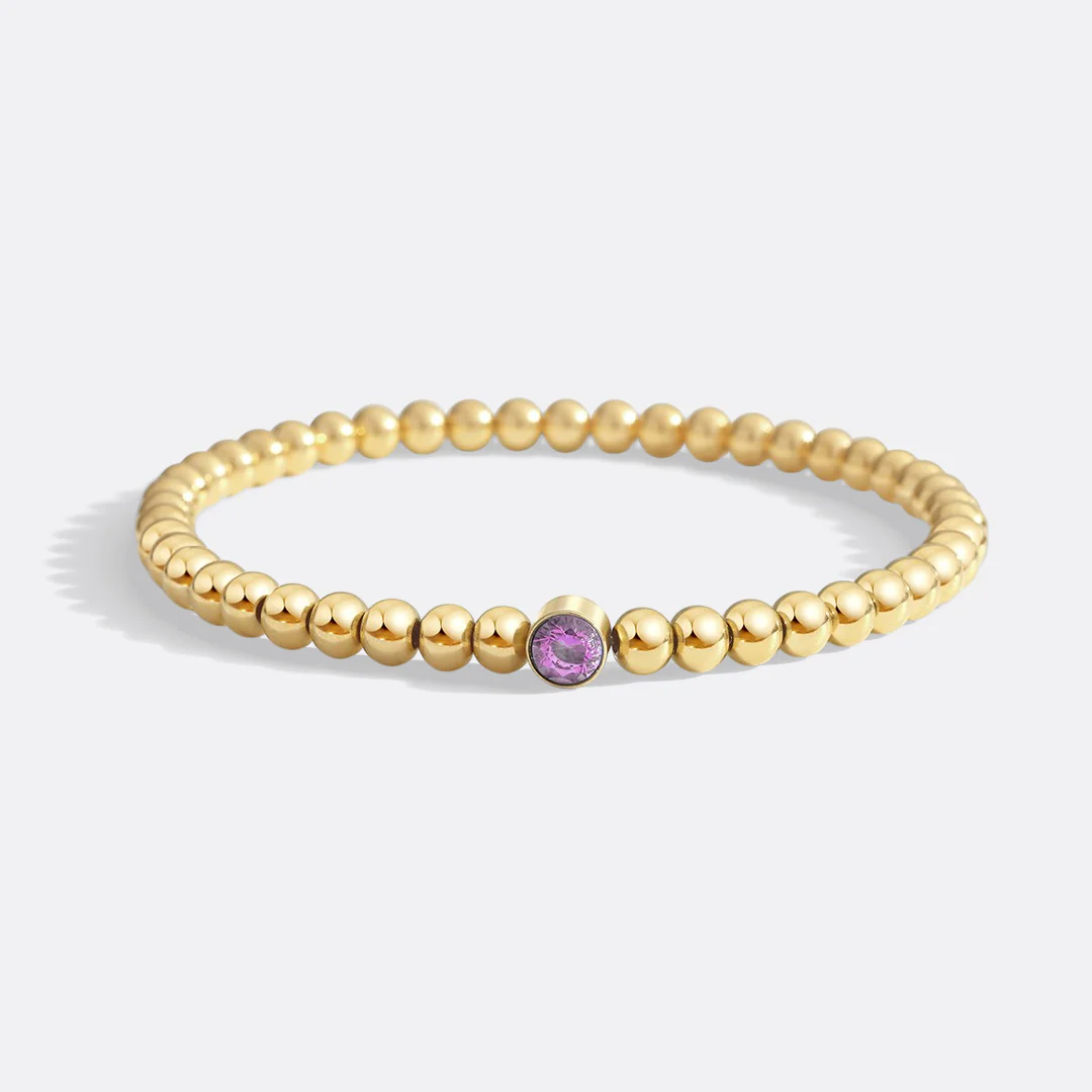 Gold Beaded Bubble Birthstone Bracelet - Image 55