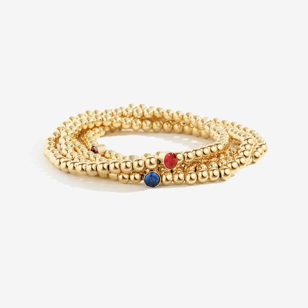 Gold Beaded Bubble Birthstone Bracelet - Image 6