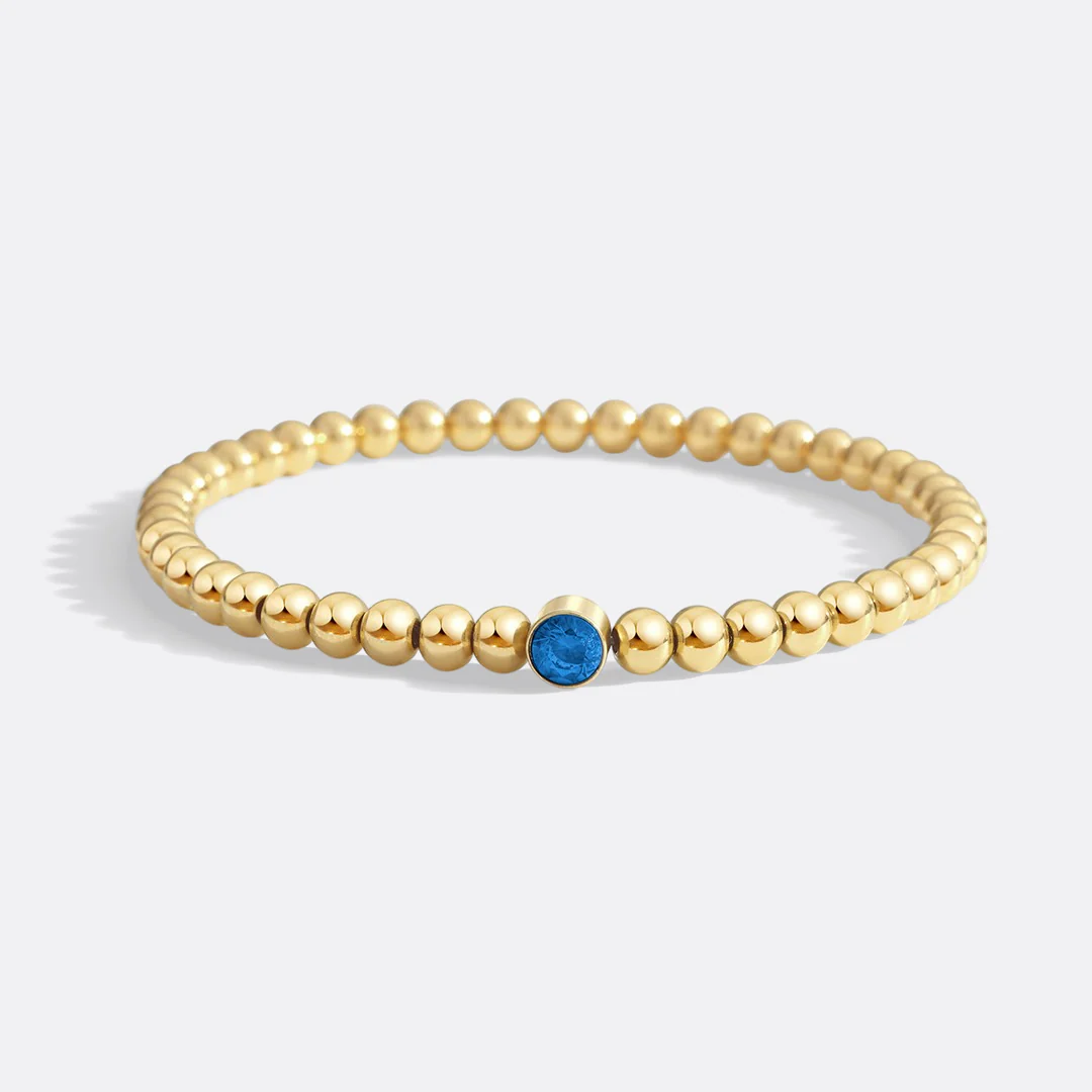 Gold Beaded Bubble Birthstone Bracelet - Image 75