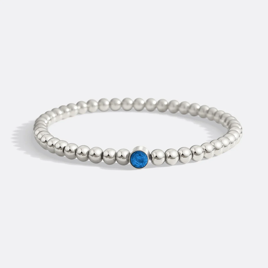 Gold Beaded Bubble Birthstone Bracelet - Image 76