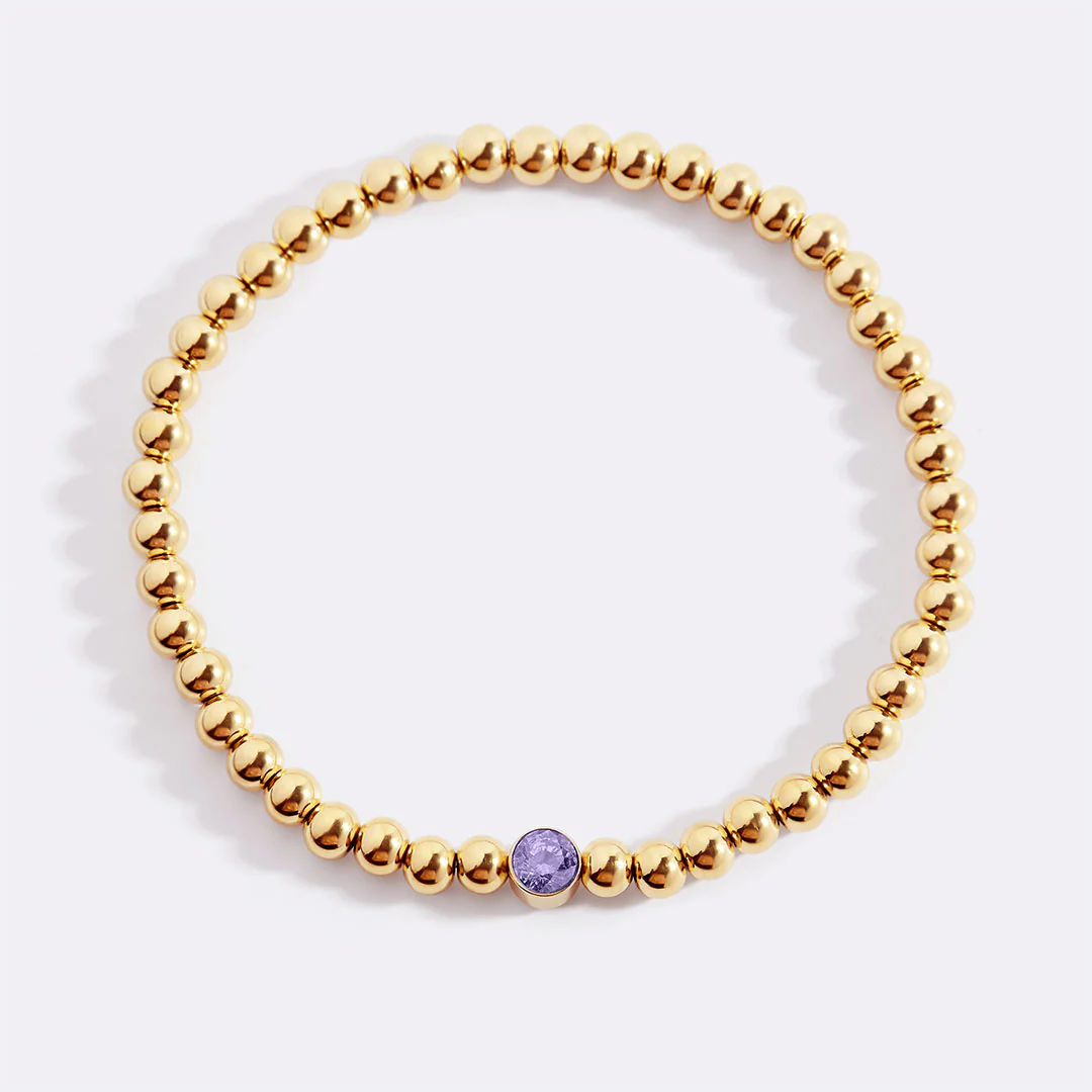 Gold Beaded Bubble Birthstone Bracelet - Image 83
