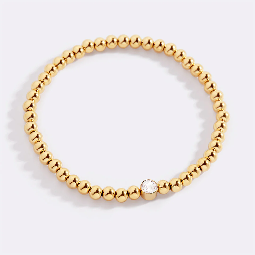 Gold Beaded Bubble Birthstone Bracelet - Image 86