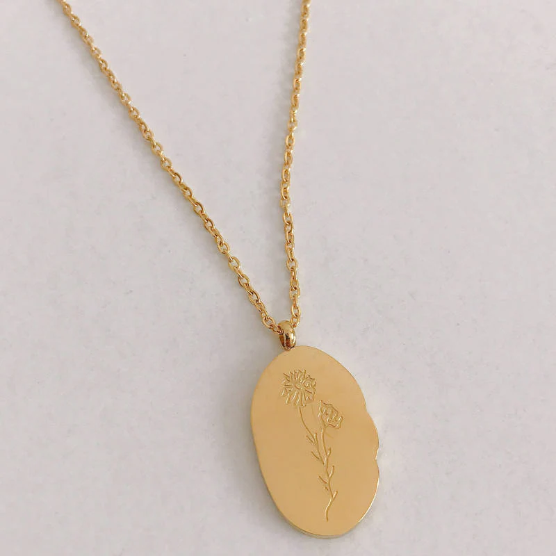 Gold Birth Flower Pendant Necklace - Image 22