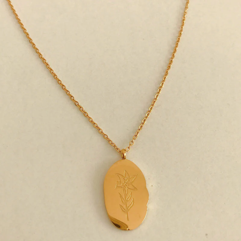 Gold Birth Flower Pendant Necklace - Image 24