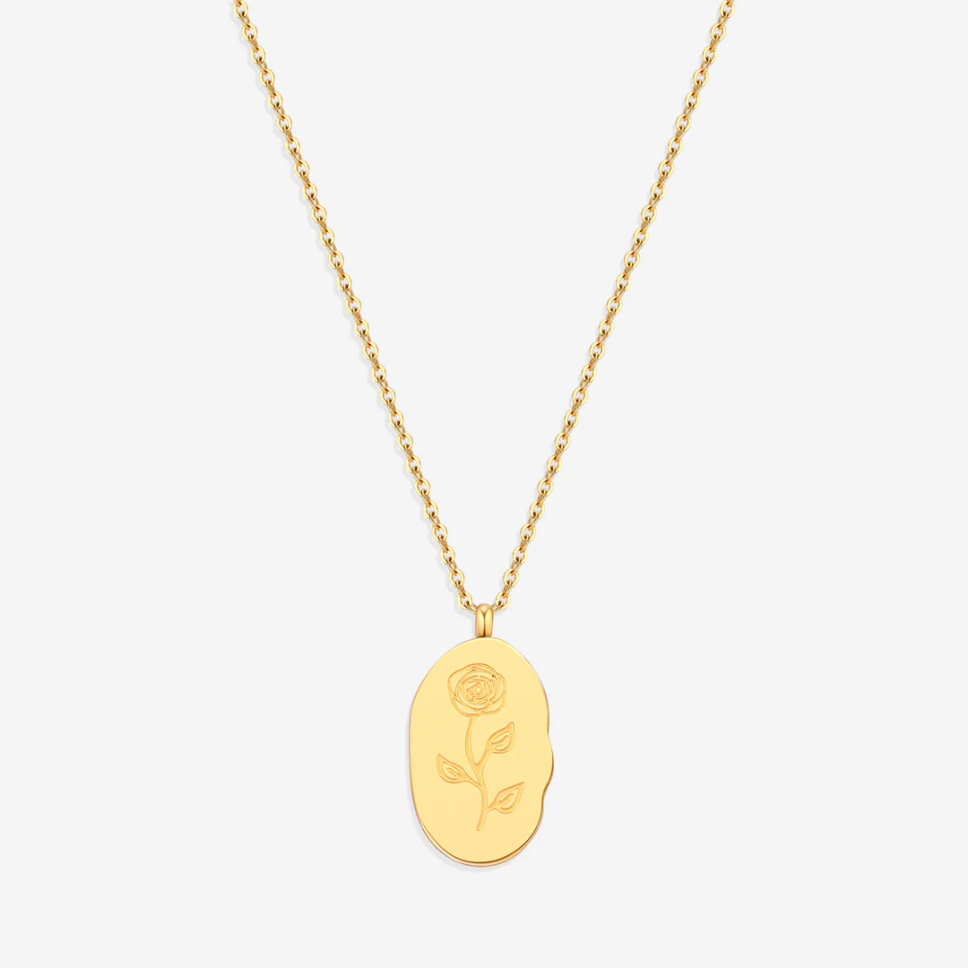 Gold Birth Flower Pendant Necklace - Image 59