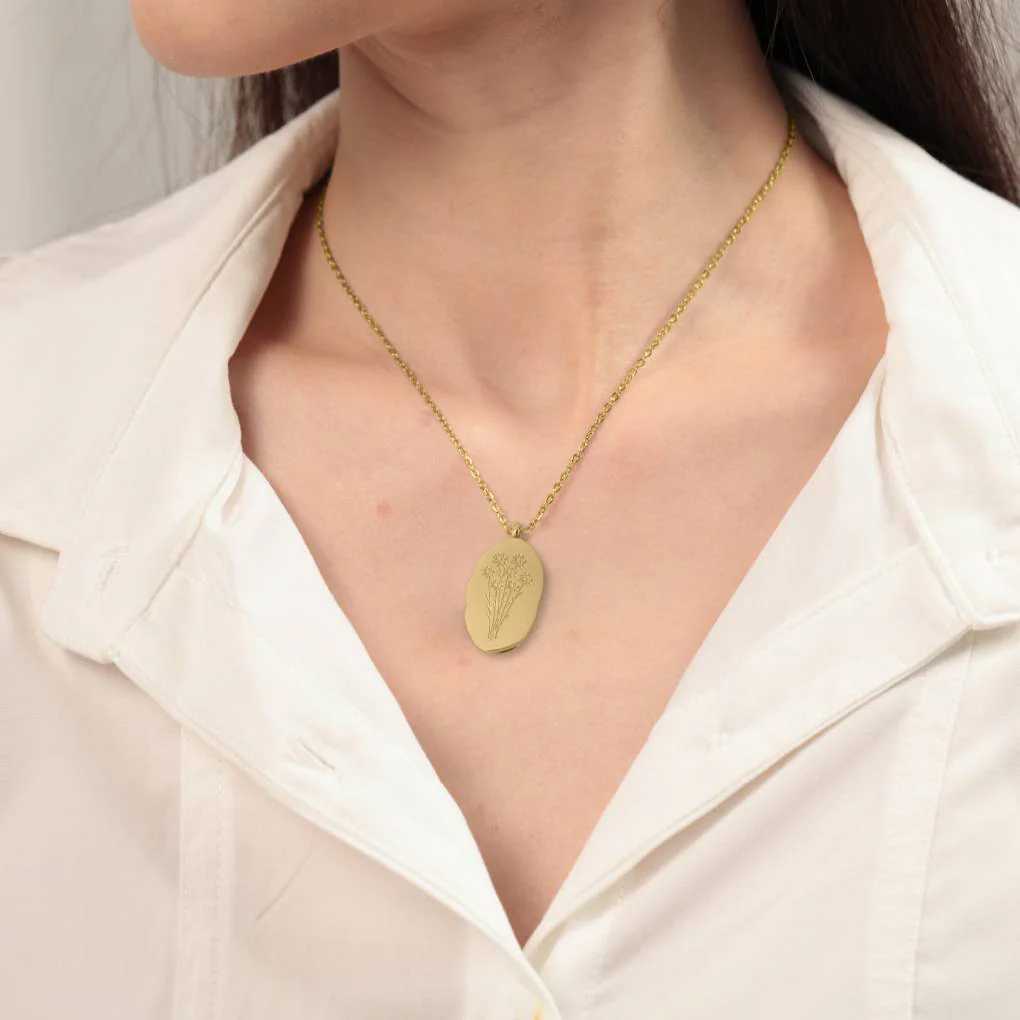 Gold Birth Flower Pendant Necklace - Image 9