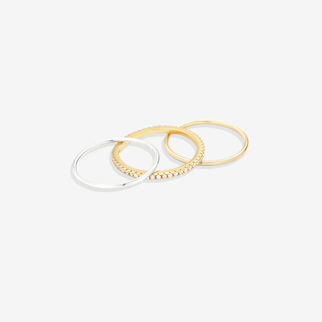 Gold and Silver Stacking Ring Set - Image 6