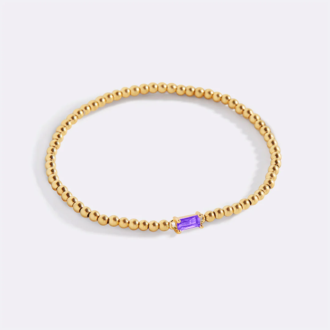 Gold Beaded Birthstone Bracelet - Image 15