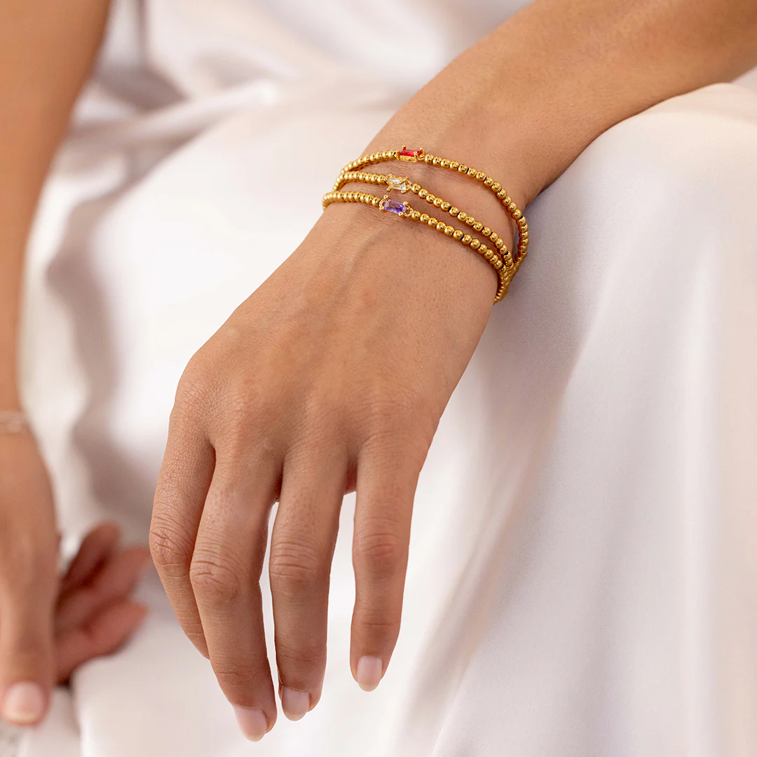 Gold Beaded Birthstone Bracelet - Image 29