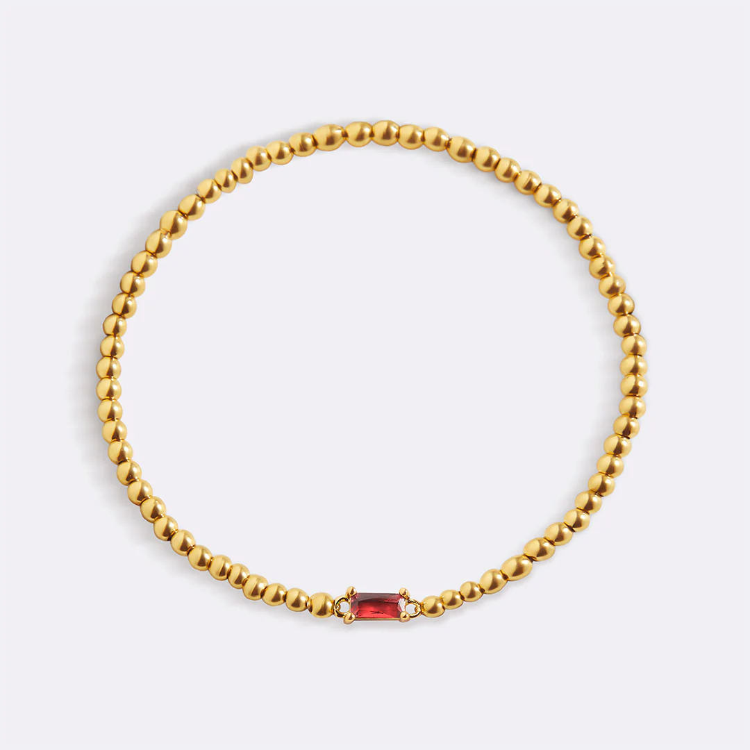 Gold Beaded Birthstone Bracelet - Image 5