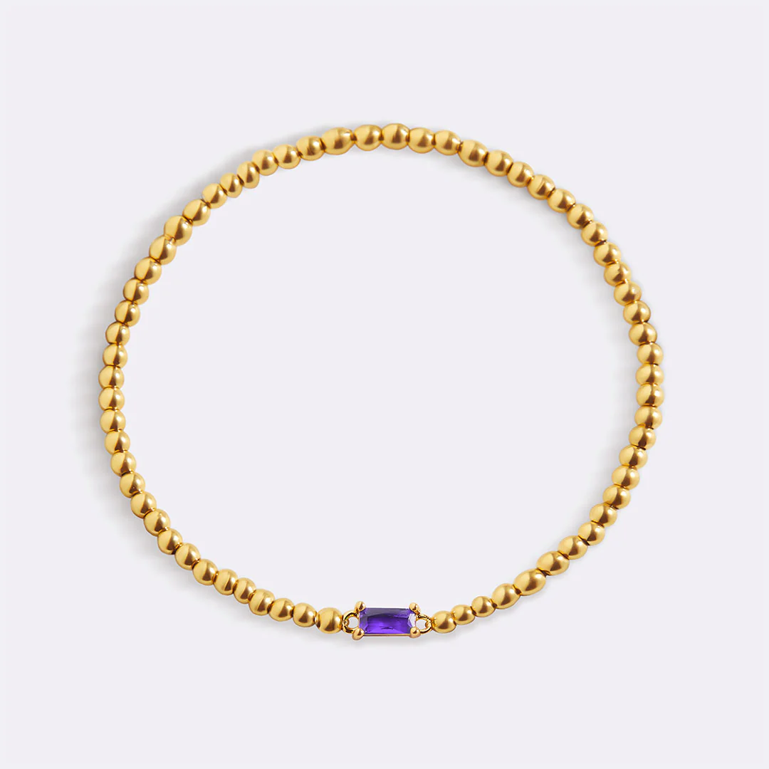 Gold Beaded Birthstone Bracelet - Image 6