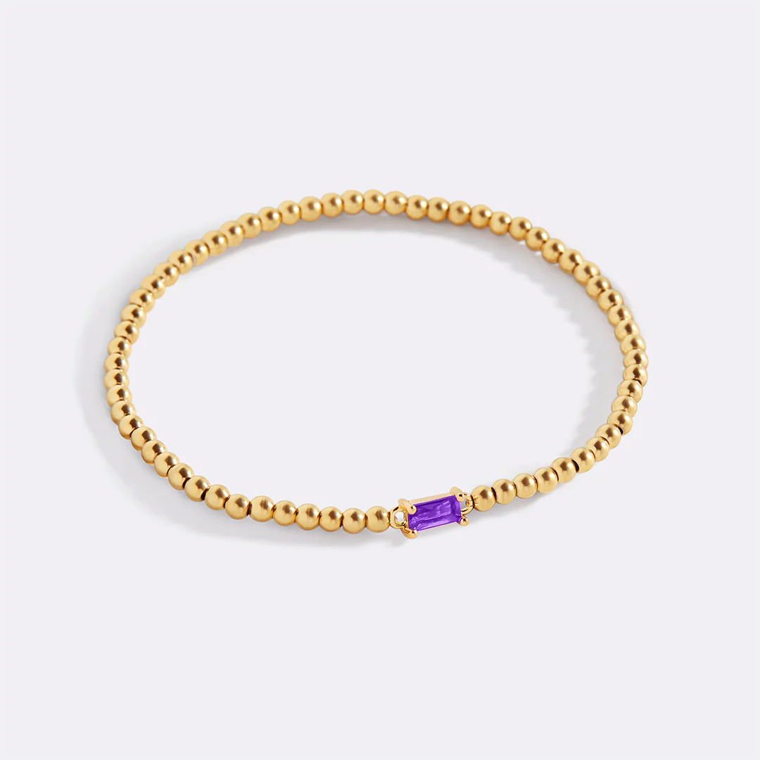 Gold Beaded Birthstone Bracelet - Image 7