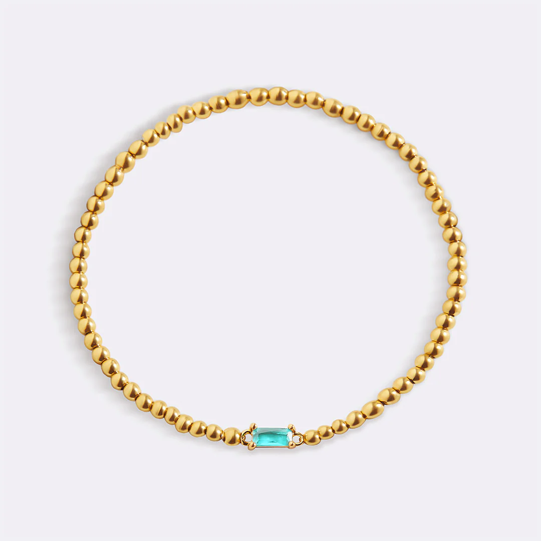 Gold Beaded Birthstone Bracelet - Image 8