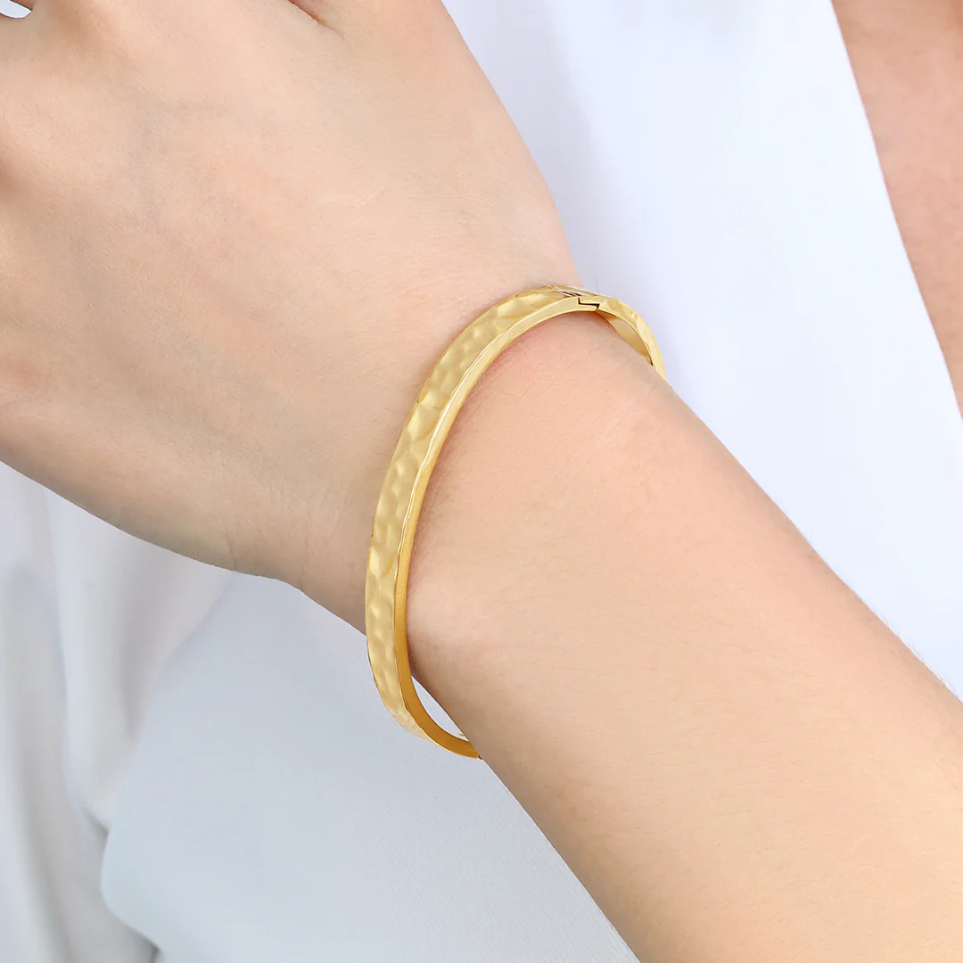 Hammered Gold Cuff Bracelet - Image 5