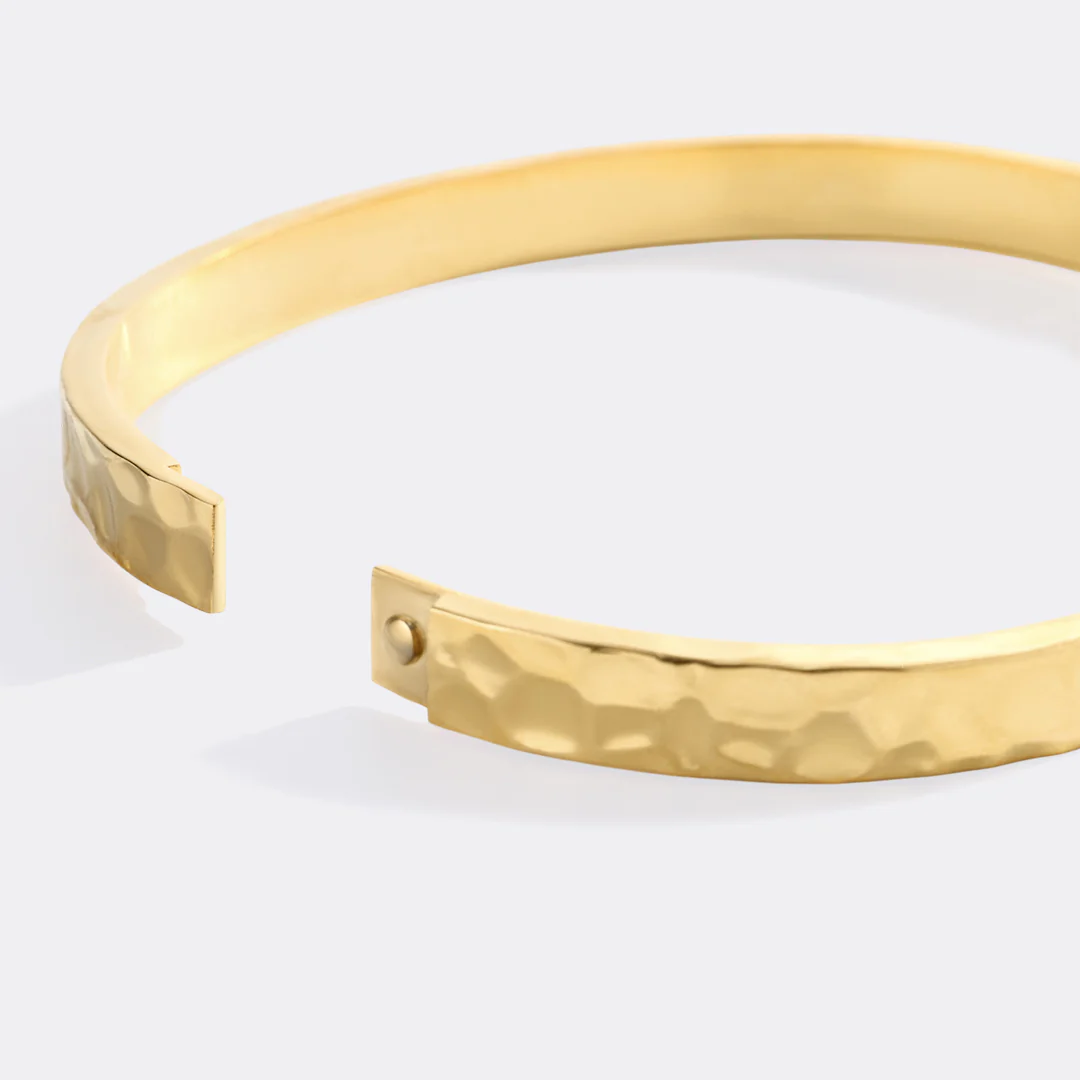 Hammered Gold Cuff Bracelet - Image 7