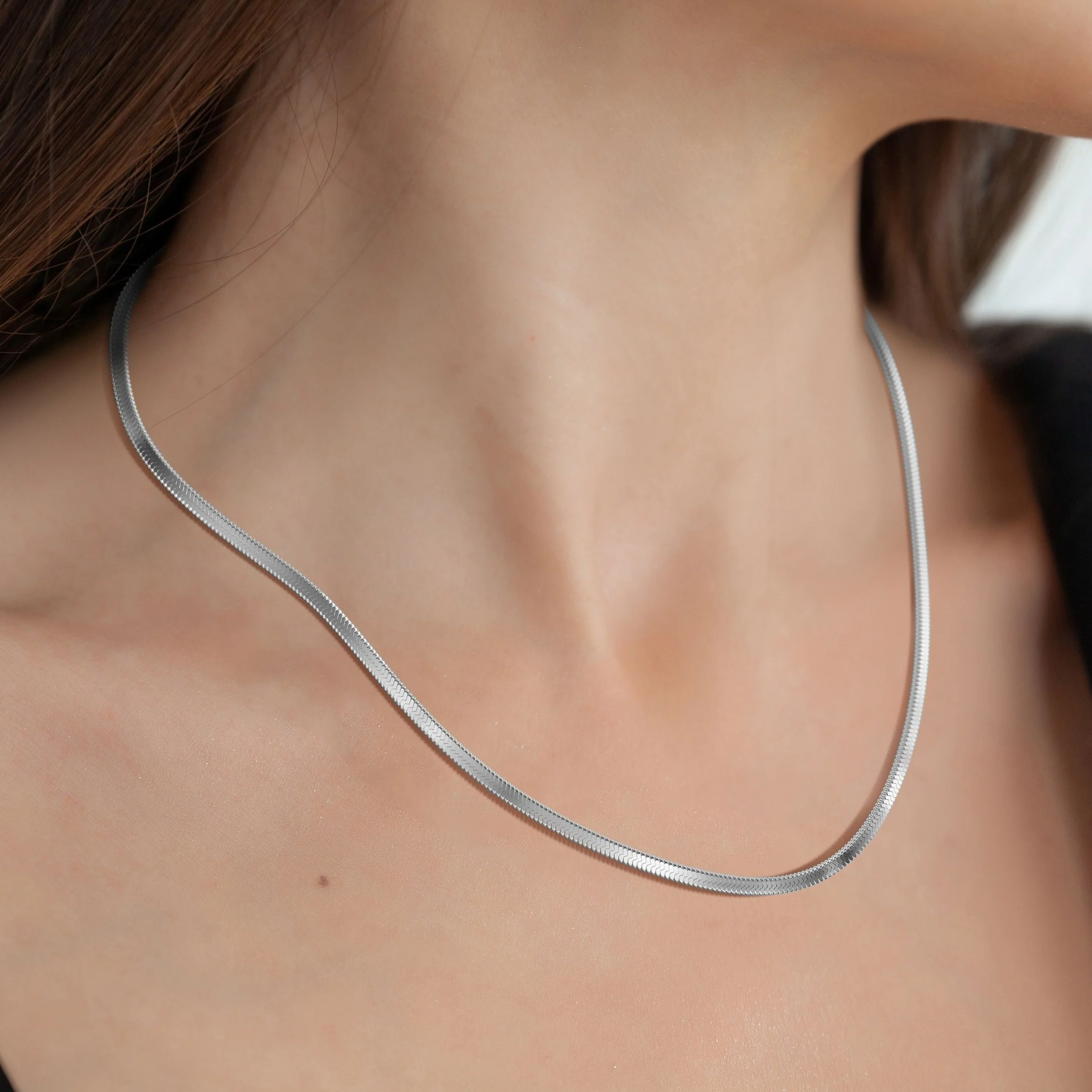 Herringbone Gold Chain Necklace - Image 14