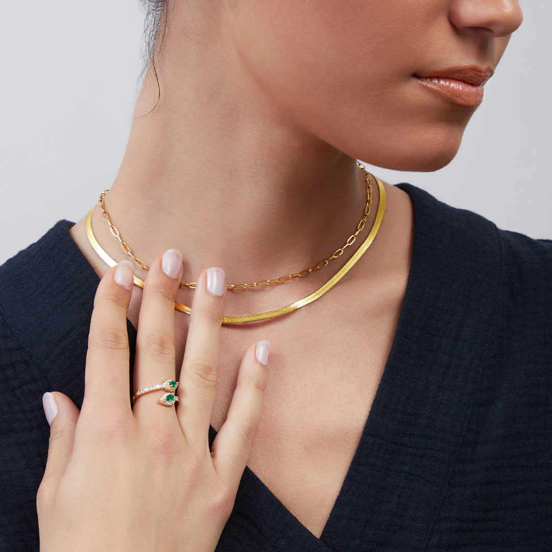 Herringbone Gold Chain Necklace - Image 20