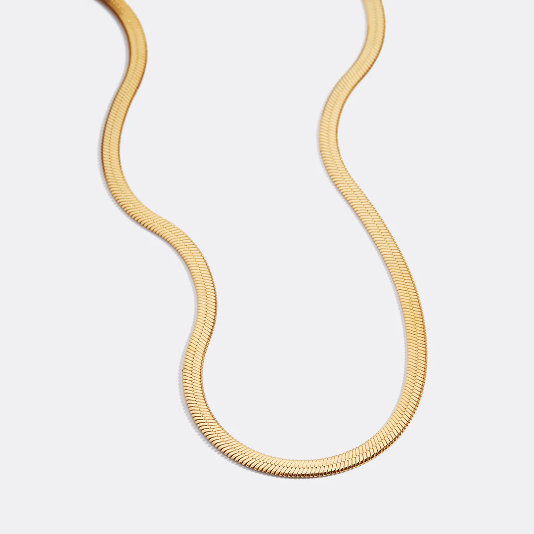 Herringbone Gold Chain Necklace - Image 48