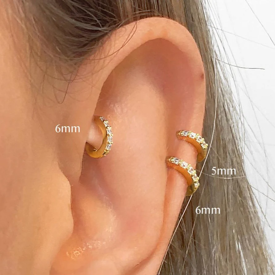 Pave Huggie Hoop Earrings - Image 13