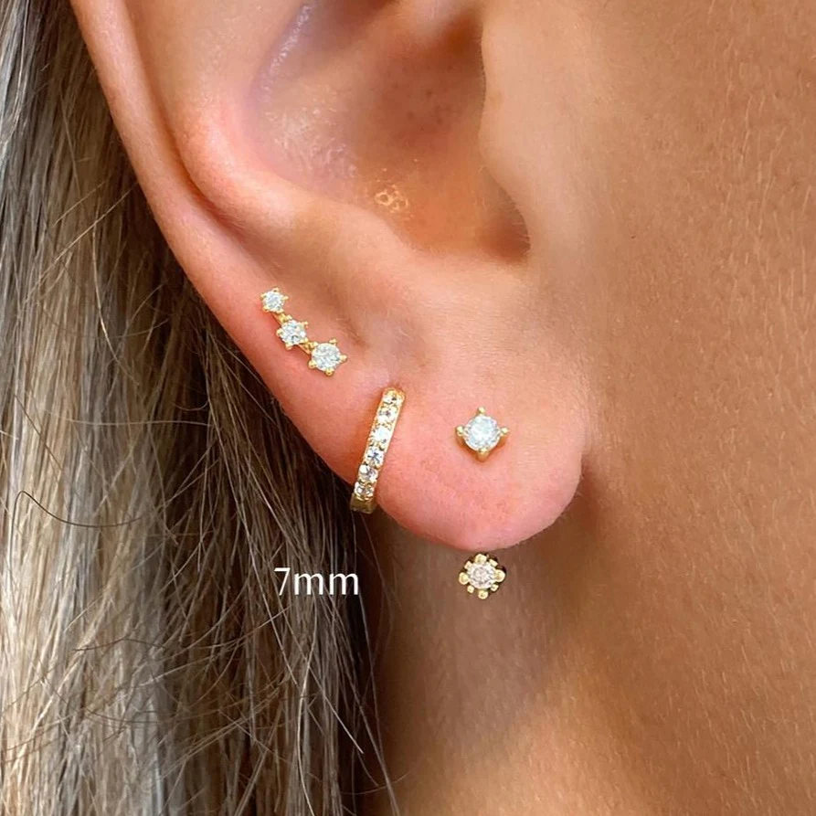 Pave Huggie Hoop Earrings - Image 14