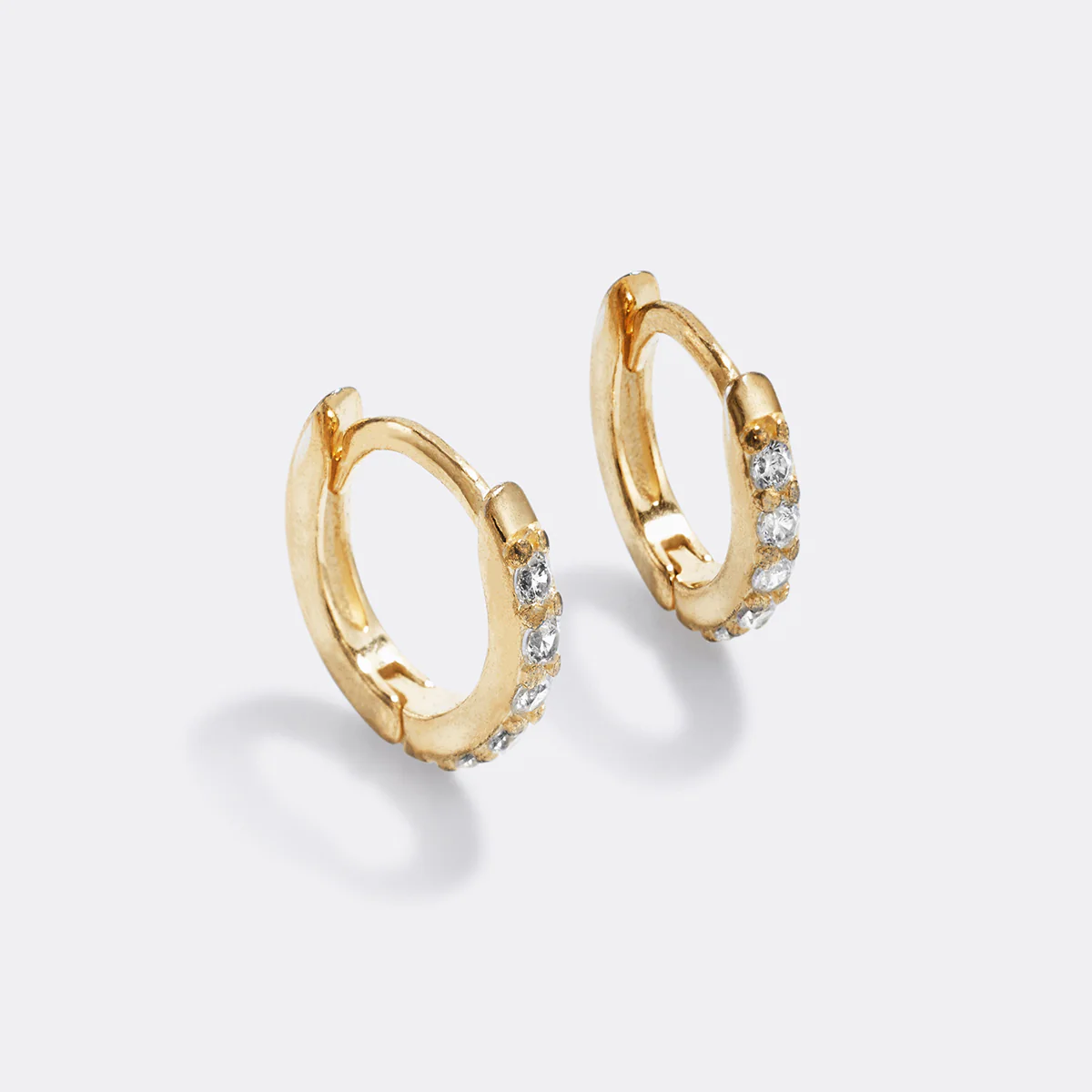 Pave Huggie Hoop Earrings - Image 4