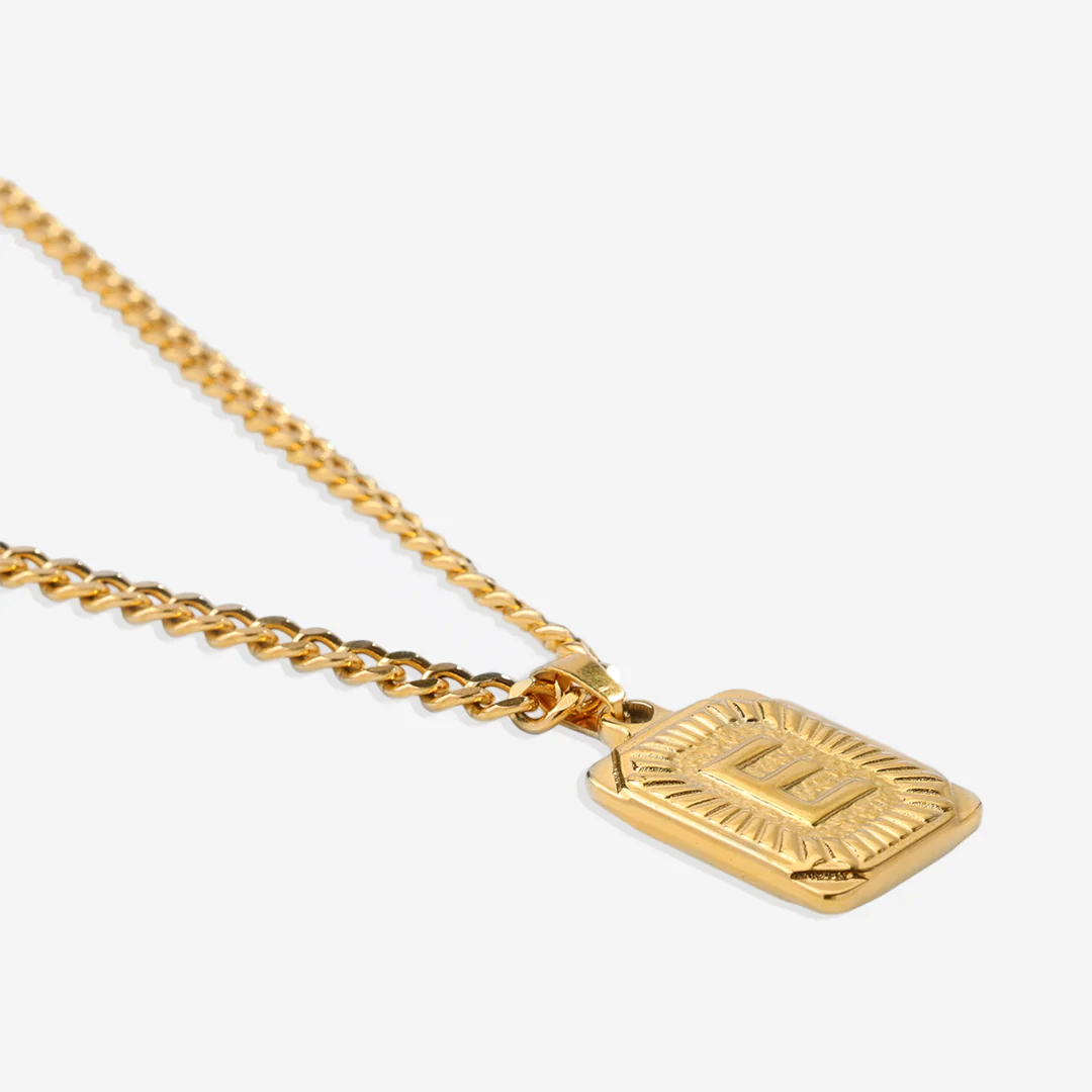 Initial Card Pendant Necklace with Curb Chain - Image 22