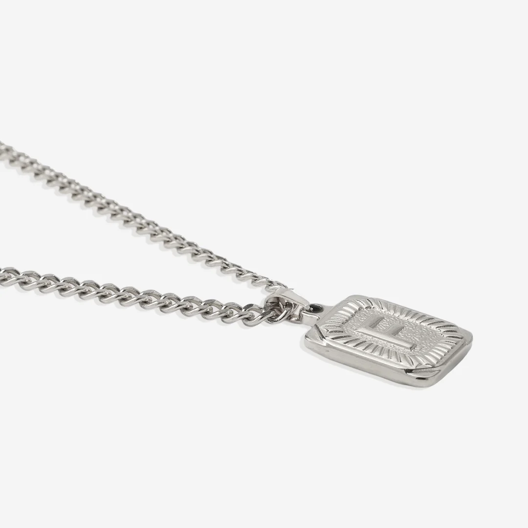 Initial Card Pendant Necklace with Curb Chain - Image 23