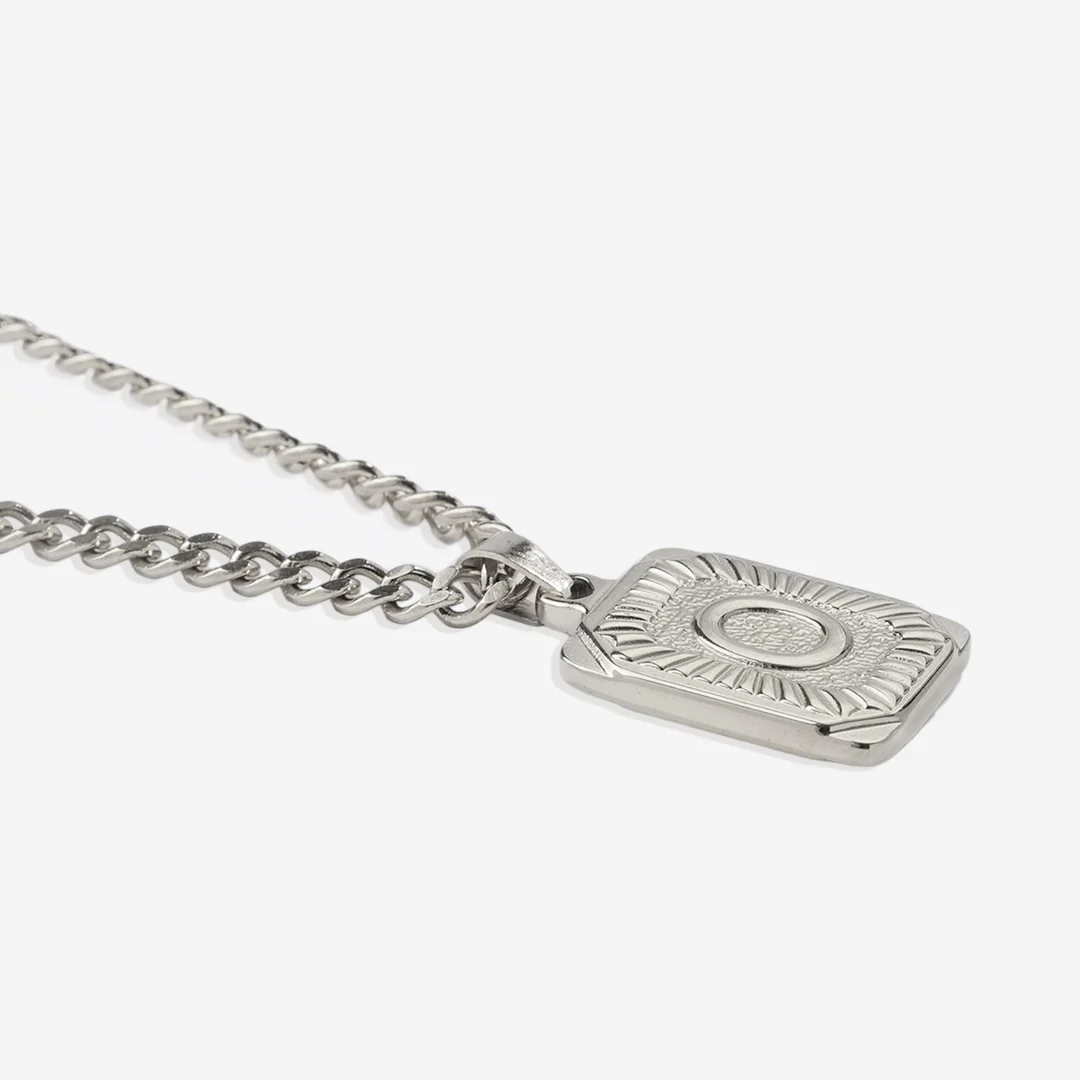Initial Card Pendant Necklace with Curb Chain - Image 40