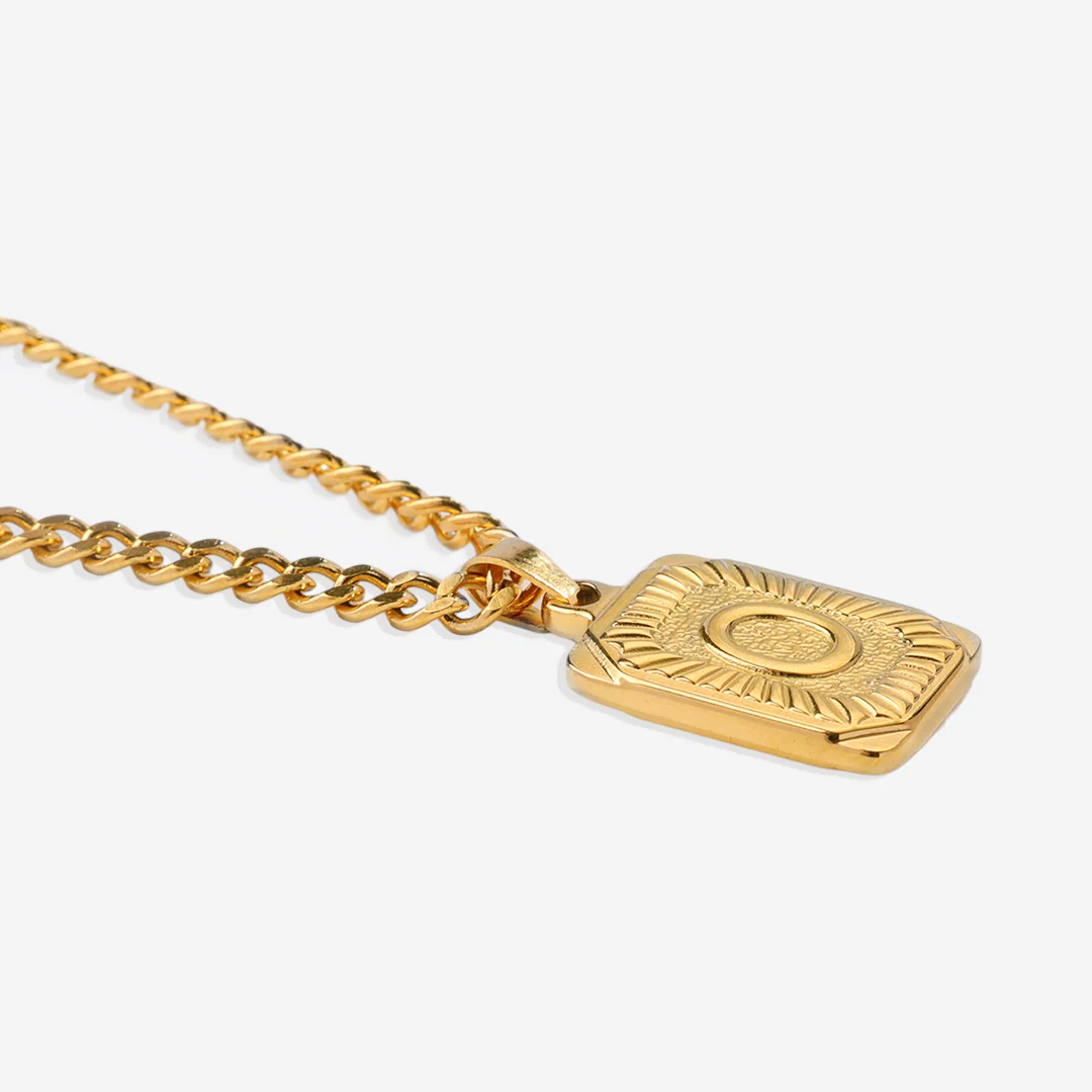 Initial Card Pendant Necklace with Curb Chain - Image 41