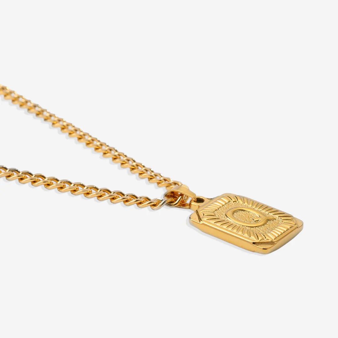 Initial Card Pendant Necklace with Curb Chain - Image 45