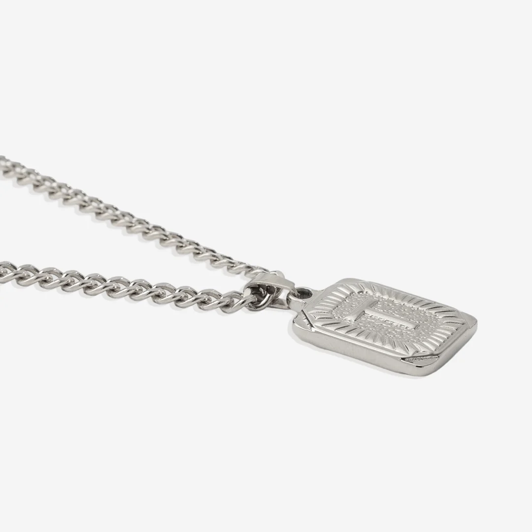 Initial Card Pendant Necklace with Curb Chain - Image 50