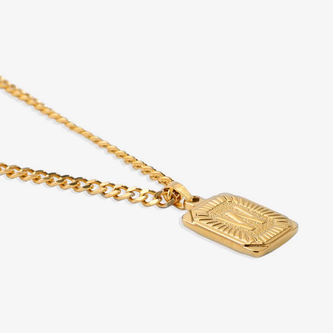 Initial Card Pendant Necklace with Curb Chain - Image 57