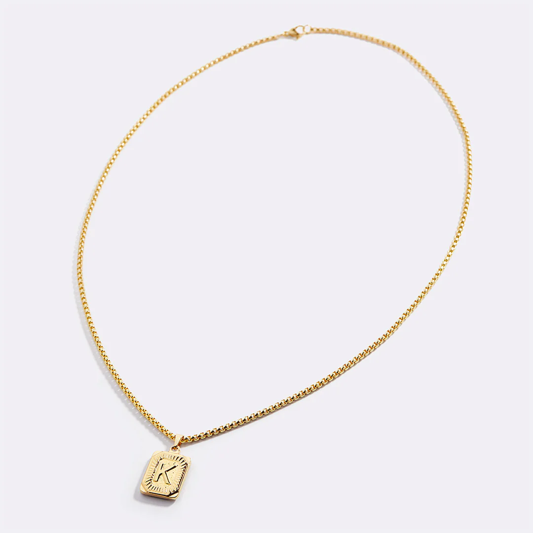 Initial Card Pendant Necklace with Rolo Chain - Image 41